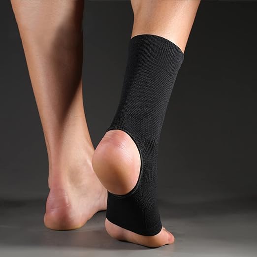 SPOTBRACE Ankle Brace Compression Sleeve, Ankle Support For Women Men 2Pack | Elastic, Open Heel, Black, Breathable, Thin, Soft, Foot Compression Sock Wrap for Swelling, Plantar Fasciitis, Sprain, Size S