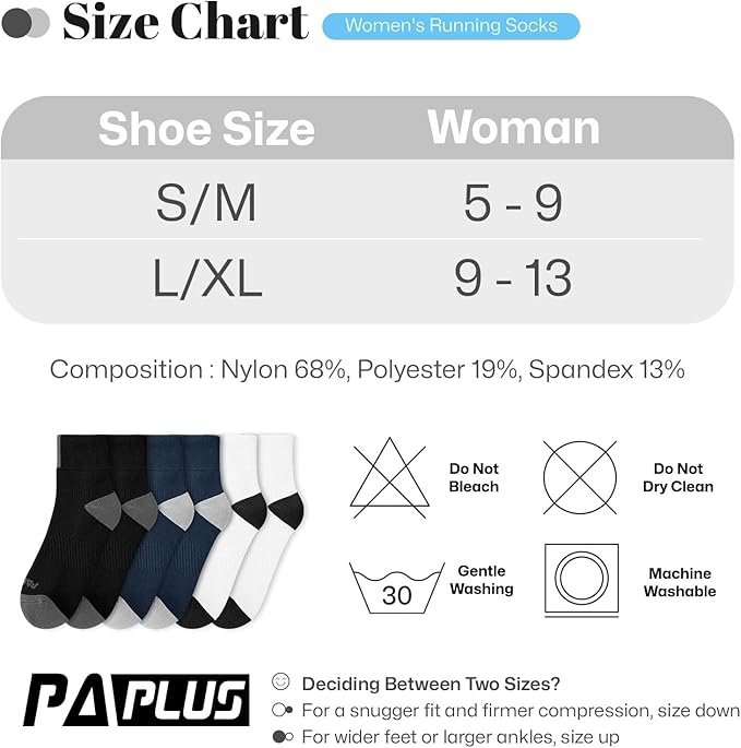 Ankle Compression Socks for Women 6 Pairs, Running Socks with Arch Support | Moisture Wicking Cushioned Plantar Fasciitis Socks for Walking, Jogging, Climbing, Tennis, Golf, Fitness and Everyday Use
