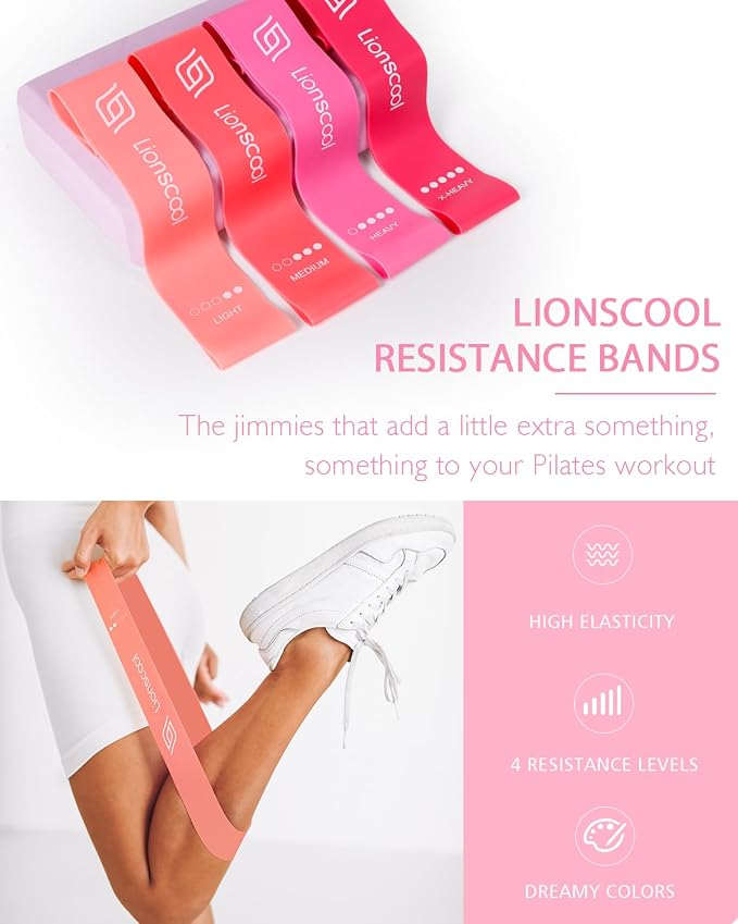 Pilates Ring Set 14" Magic Circle, 9" Mini Ball, Resistance Bands | Foam-Padded Fiberglass Pilates Ring, 400 lb Anti-Burst Ball, Latex Bands, Guide & Bag, Pilates Equipment Kit for Home Workout