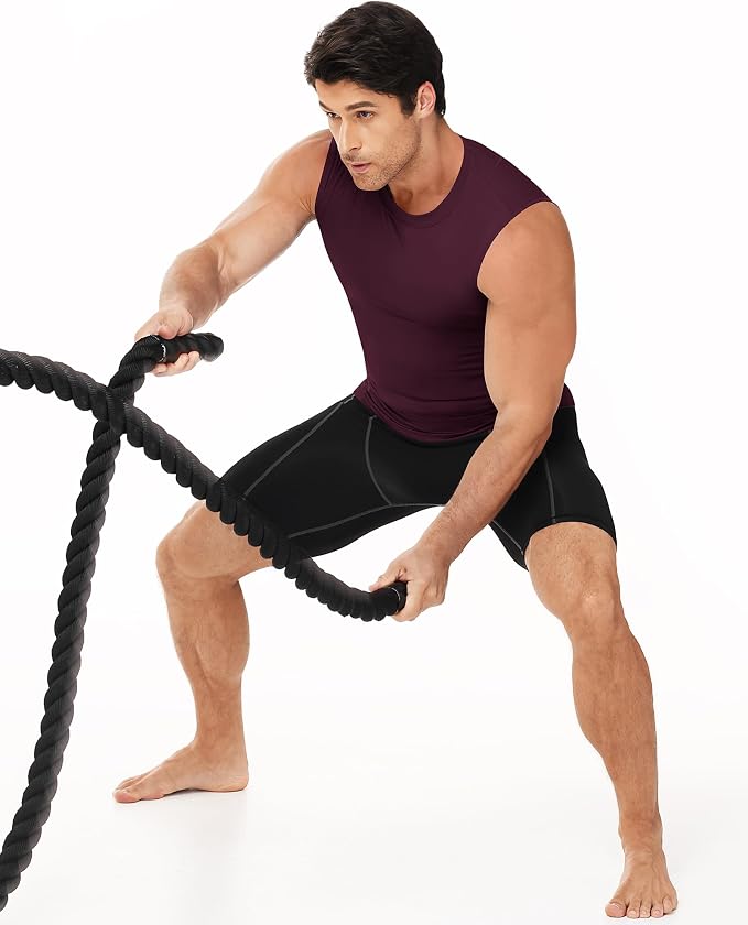 Men's Compression Shirt Sleeveless Athletic Workout Tank Tops Quick Dry Muscle Undershirts for Gym Running
