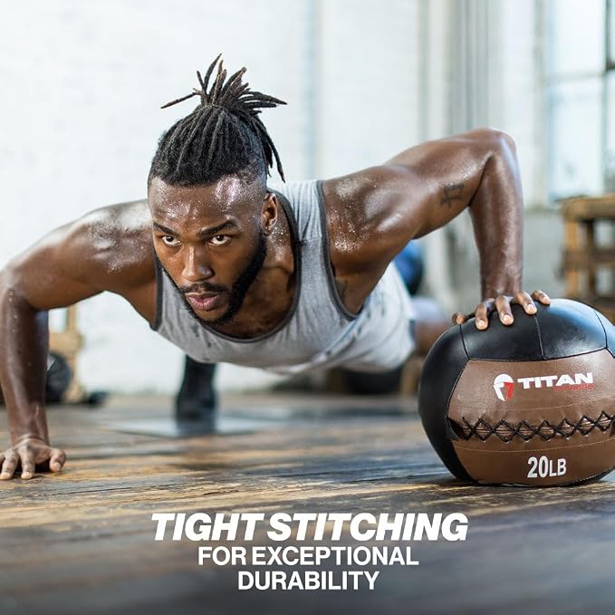 Titan Fitness Soft Leather Medicine Wall Ball Durable, Endurance, Cardio, Core Strength