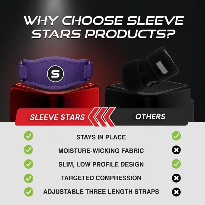 Sleeve Stars Tennis Elbow Brace for Men & Women, Elbow Brace for Tendonitis, Tennis Elbow Strap, Golfers Elbow Brace, Elbow Support Wrap for Tennis Elbow Relief, Fits 9"-23" (Single/Dark Purple)