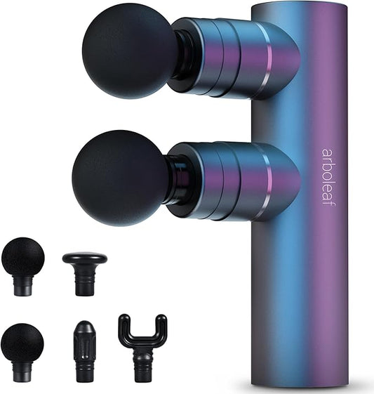 arboleaf Mini Massage Gun Deep Tissue, Portable Percussion Muscle Massager | Dual Head Massage Design Targets Two Muscle Areas at Once for Efficient Deep Tissue Relief and Full-Body Recovery