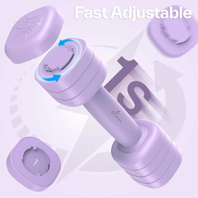 Adjustable Dumbbell Set of 2: Sportneer 4 in 1 Free Weights Dumbbells Set for Women, Hand Weights for Women at Home, Available in 5 lb × 2 and 10 lb × 2 Sets with Soft Rubber Handle for Home Gym Exercise Training
