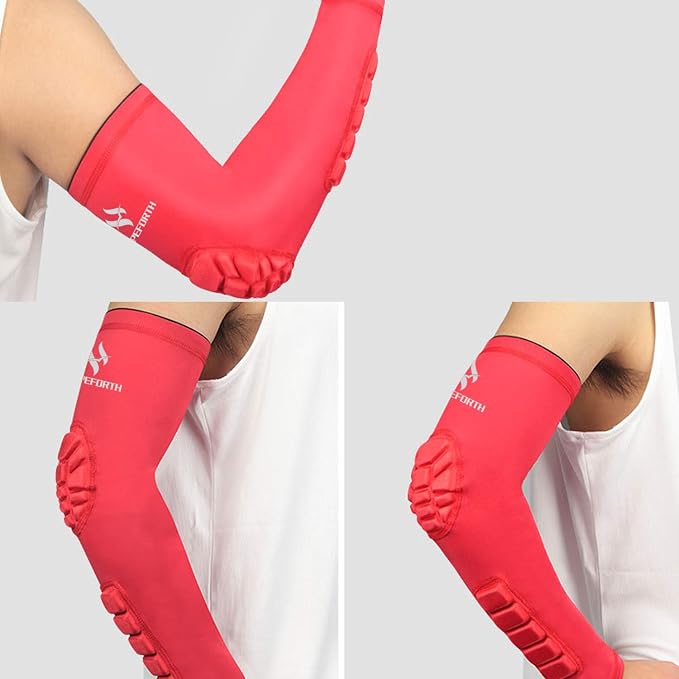 2PCS Padded Elbow Forearm Sleeves Compression Arm Protective Support