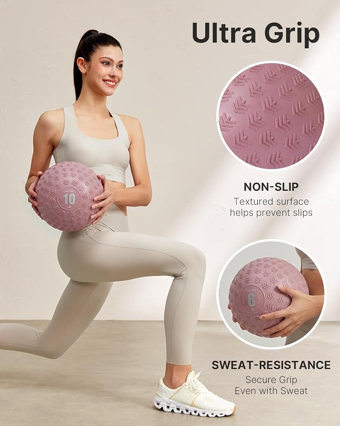 YOTTOY Slam Ball Medicine Ball, Sand-Filled No Bounce Weighted Ball with Textured Grip for Exercise, Strength Conditioning, Cardio, Core Workouts and Cross Training