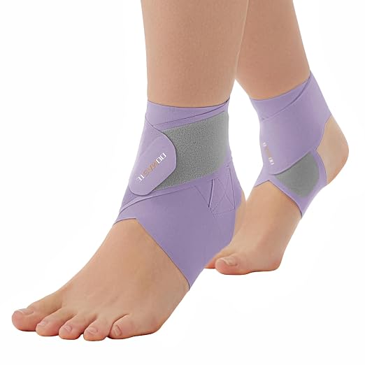 Ultra Thin Ankle Wraps Ankle Brace for Men ＆ Women, Adjustable Ankle Straps for Arch, Sprained Foot, Tendinitis, Football, Basketball, Running（Violet, 2 Pack）