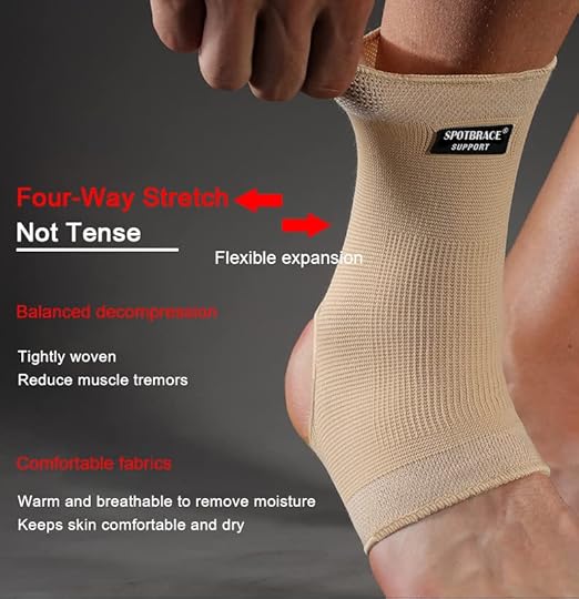 SPOTBRACE Ankle Brace Compression Sleeve, Ankle Support For Women Men 2Pack | Elastic, Open Heel, Beige, Breathable, Thin, Soft, Foot Compression Sock Wrap for Swelling, Plantar Fasciitis, Sprain, 2XL
