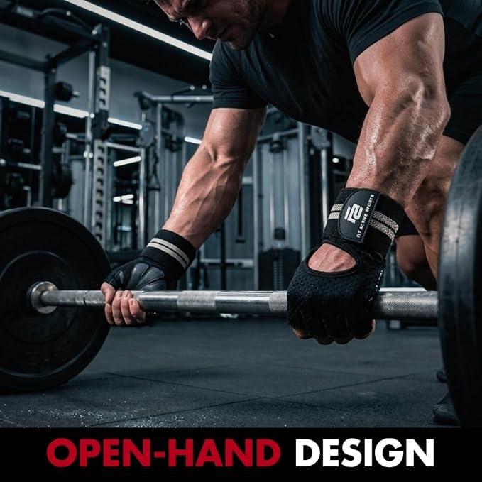 New Grip 2.0 Ventilated Weight Lifting Workout Gloves with Wrist Wraps for Gym Exercise, Weightlifting, Pull Ups - for Men & Women