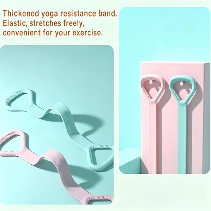 Figure 8 Resistance Band, Arm Back Shoulder Exercise Elastic Rope Stretch Fitness Band, Foot, Leg, Hand Stretcher, Arm Exerciser for Yoga Pilates Stretching Physical Therapy, Home Gym Workout