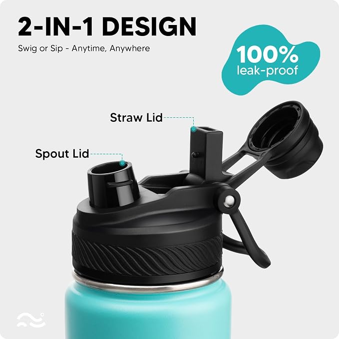 Swigina Insulated Water Bottle with Boot (Keep 36 hrs Cold) BPA Free, 24 oz