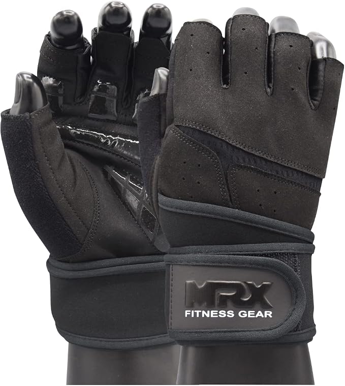 MRX Weightlifting Gloves for Men Workout Gloves Mens Wrist Support Lifting Gloves Male Gym Gloves | Workout Gym Accessories for Men Weight Lifting Fingerless Gym Exercise for Powerlifting