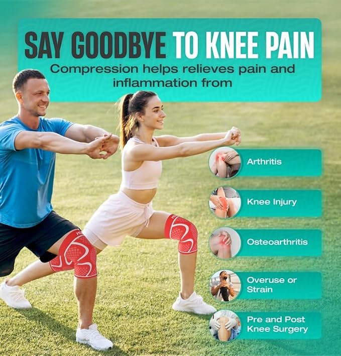Modvel Compression Knee Brace for Women & Men - 2 Pack Knee Brace for Women Running Knee Pain, Knee Support Sleeve, Workout Sports Braces for Meniscus Tear ACL & Arthritis Pain Relief Orange XXX-Large