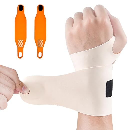 2PCS Ulnar Wrist Brace for Right & Left Hand, Ultra-Thin Elastic Wrist Wrap Compression for TFCC Tear and Repetitive Wrist Use Injury, Wrist Support for Carpal Tunnel, Tendonitis, Pain Relief (Beige)