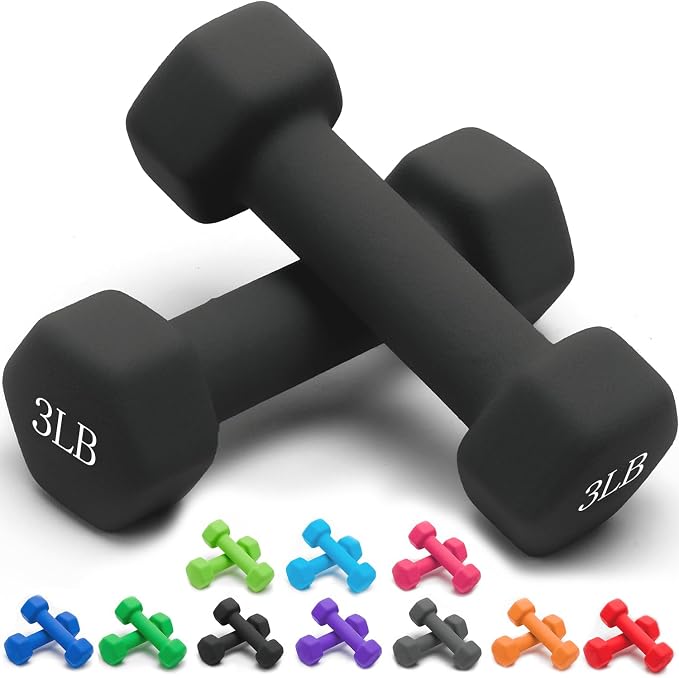 Portzon 8 Colors Options Compatible with Set of 2 Rubber Dumbbell Weight, 5-50 LB, Anti-Slip, Anti-roll, Hex Shape