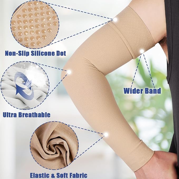 beister Compression Arm Sleeve, 20-30 mmHg Medical Support for Women | Firm graduated pressure; upper-to-wrist coverage; lymphedema, swelling, arthritis and post-surgical recovery routines
