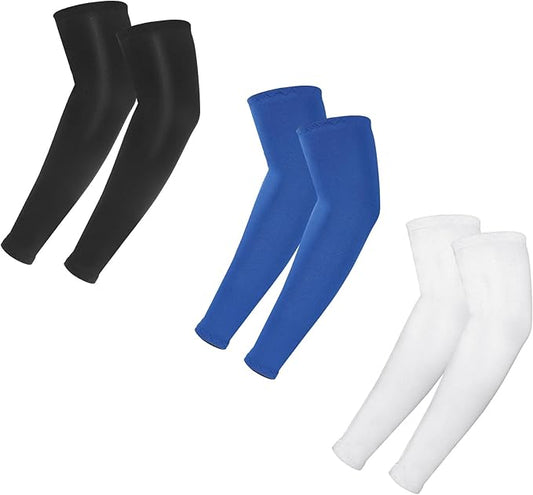 3Pairs Arm Sleeves for Kids, Outdoor Breathable Elastic Ice Sleeve for Youth Basketball Football Baseball Sports