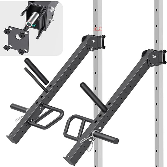 Kipika Power Rack Jammer Arms - Adjustable Height & Angle Lever Arm System for 2x2 or 3×3 Power Cages with 5/8" or 1" Holes - Fits 2-Inch Olympic Plates - 1 Pair