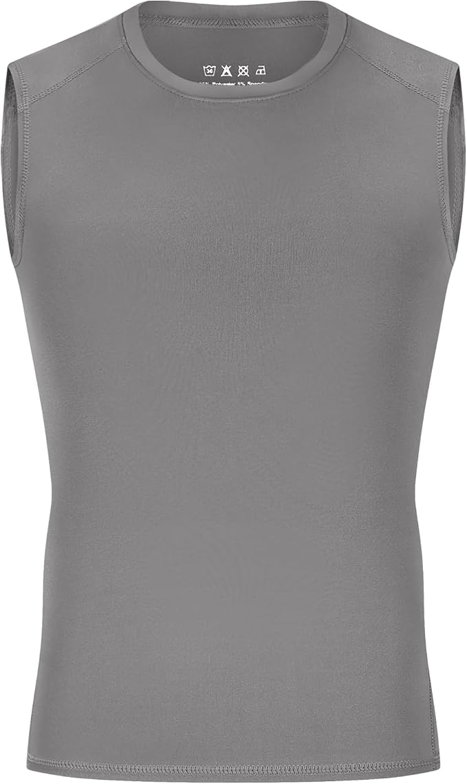 Youth Boys Sleeveless Compression Shirt Basketball Football Undershirt Quick Dry Kids Athletic Tank Tops for Workout