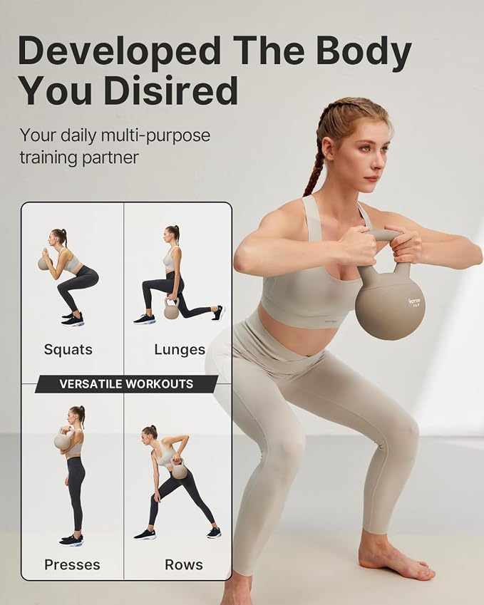YOTTOY Soft Kettlebell for Home Workouts, Anti-Slip Wide Handle Strength Training Kettlebells, Cushioned Base for Safety - Ideal for Men, Women & Beginners