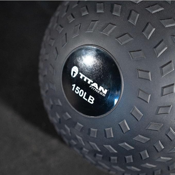 Titan Fitness Rubber Tread Slam Ball, Dead Bounce, Weight Workout - Throw, Catch, Slam, Twist