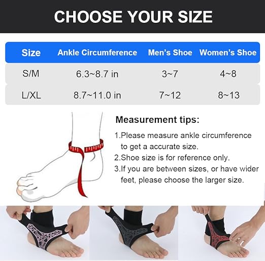 SUJAYU 2 Pack Ankle Brace & Elastic Supports for Men & Women, Ankle Support Ankle Compression Sleeve, Plantar Fasciitis Relief Achilles Tendonitis Brace Achilles Tendonitis Wrap (Red, L/XL)