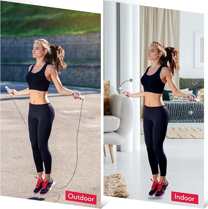 Jump Rope, Weighted Jump Rope for Fitness, Skipping Rope with Counter - Heavy Handles, Adjustable Length - Cordless Jumping Rope for Men Women Kids Fitness Exercise Training