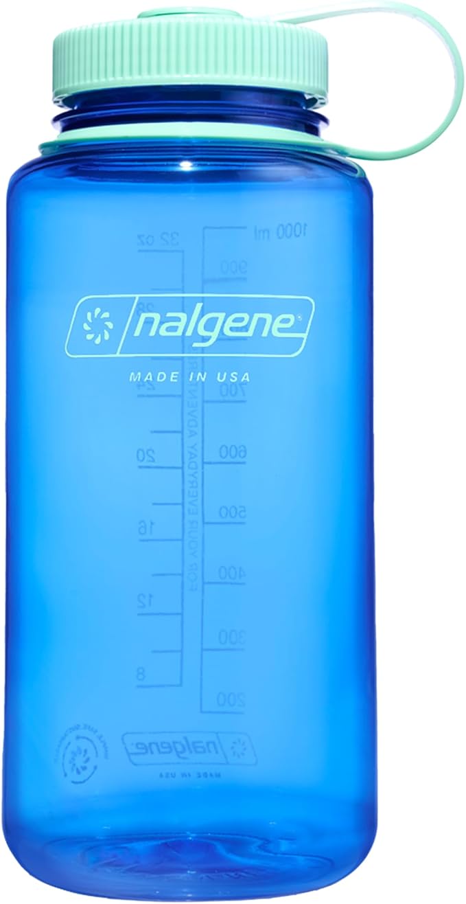 Nalgene 32 oz Wide Mouth Water Bottle, Cornflower Blue | BPA-Free, Durable & Lightweight, Leak Proof, Dishwasher Safe, Large Reusable Plastic Bottle for Hiking, Gym, Work & Travel