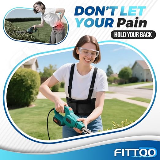 FITTOO Working Lumbar Lower Back Brace Support Belt with Adjustable Straps - Back Pain Relief, Injury Recovery, Heavy Lifting Support, Back Brace with Suspenders
