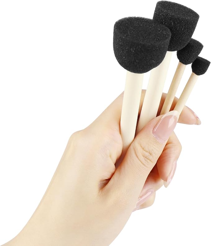 XDT Foam Paint Brushes Bulk Set - 25Pack Sponge Brushes with Wood Handles for Acrylic Painting, Wood Staining, Mod Podge, Glue & Crafts - Disposable Assorted Sizes Paintbrush
