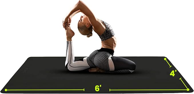 Gogokiwi Large Yoga Mat (6'x4') – 1/4" & 1/2" Thick Exercise Mats for Home Workout, Extra Wide Workout Mats for Home Gym, Yoga, Pilates, Stretching, Floor & More