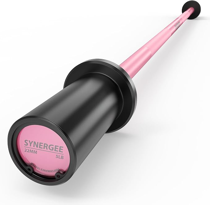 Synergee Kids Barbell – 5 lb Youth Bar in Blue Orange Pink