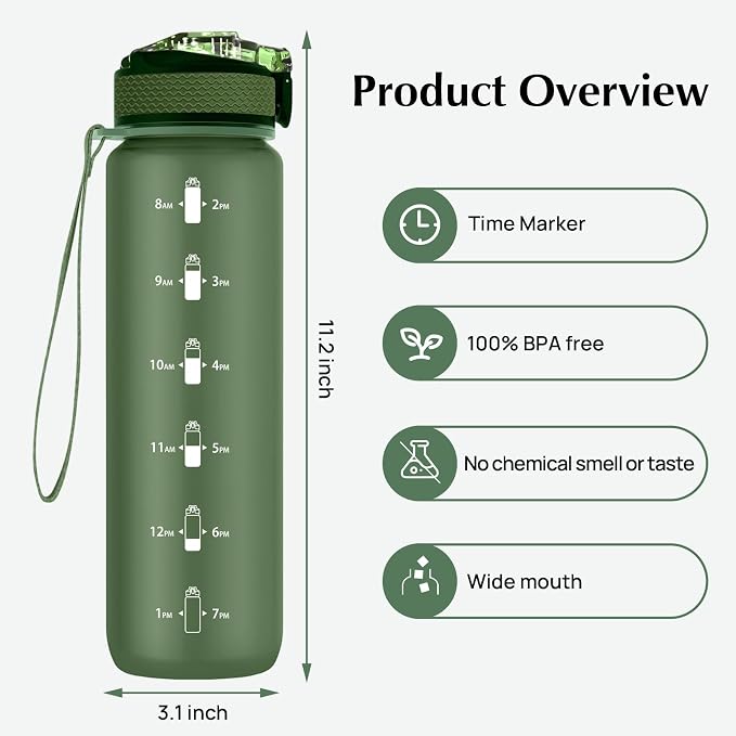 EYQ 32oz Water Bottle with Straw, Time Marker, Blue Purple | Blue Purple Tritan, BPA Free, Time Marker, Leakproof Lock Lid, Wide Mouth, for Gym, School, Office and Travel