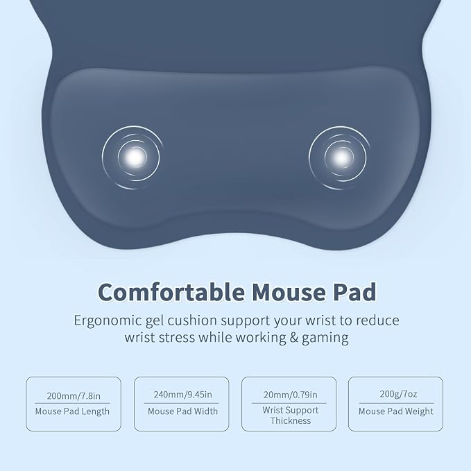 EooCoo Ergonomic Mouse Pad with Wrist Rest, Memory Foam Support Mousepad | Non-Slip Base for Computer, Cafe, Home & Office, 9.64 x 8.26 in Office Desk Accessories, Carpal Tunnel Relief