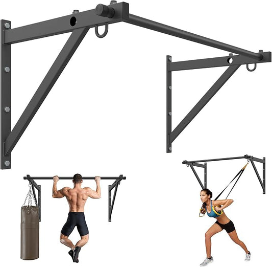 Wall Mounted Pull Up Bar with 500LBS Weight Capacity | 51" Length Chin Up Bar, Easy to Install, Adjustable Strength Training Pull-Up Bars, Reinforced Thick Metal Construction