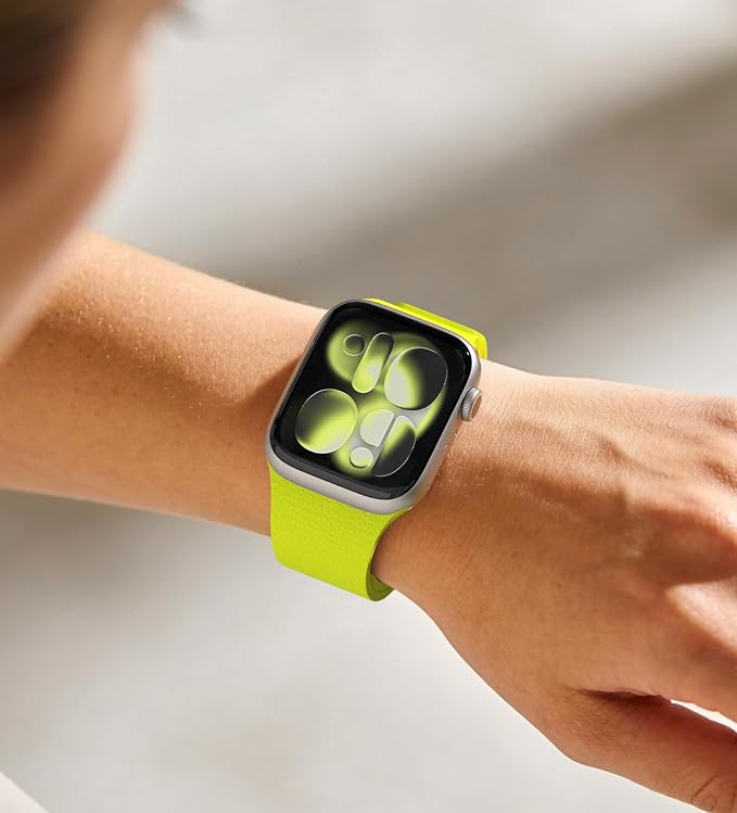 Magnetic Silicone Band Compatible with Apple Watch Band 42mm 41mm 40mm 38mm Series 11 10 9 8 7 6 5 4 3 & SE 3/2/1 Strong Magnetic Clasp, Waterproof & Adjustable (Fluorescent green)