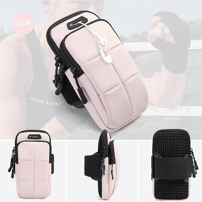 Prime Comfort Phone Holder, Arm Bands for Workout, Use for Running, Walking, Hiking & Biking (Pink)