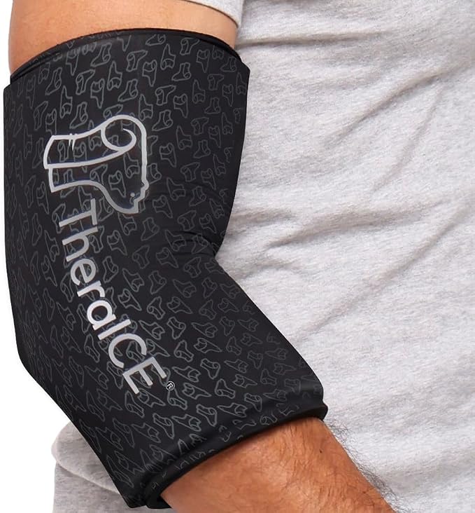 TheraICE Elbow Ice Pack Wrap PRO, Compression Sleeve for Tennis Elbow | FocusZone Extra Cooling, Forearm & Arm Ice Sleeve for Bursitis, Tendonitis Relief