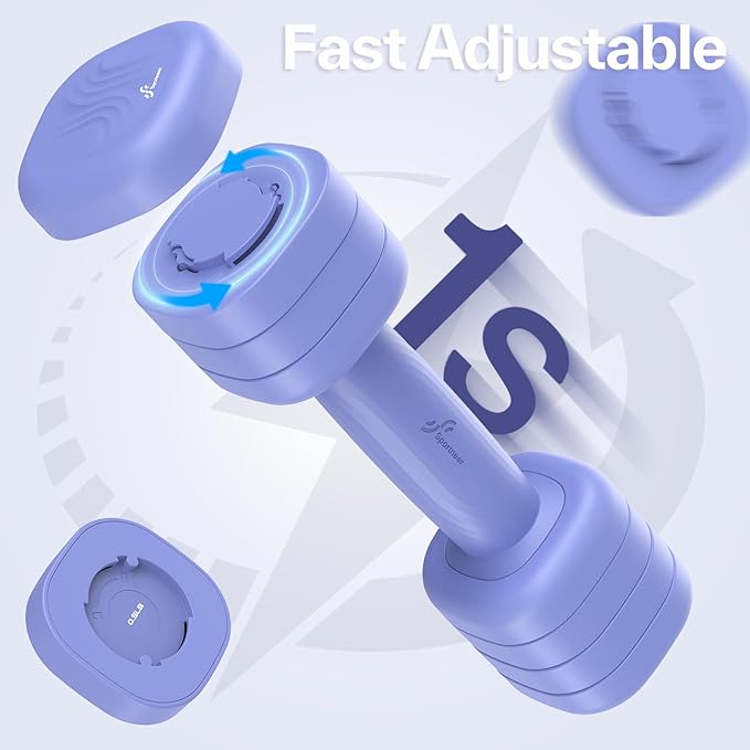 Adjustable Dumbbell Set of 2: Sportneer 4 in 1 Free Weights Dumbbells Set for Women, Hand Weights for Women at Home, Available in 5 lb × 2 and 10 lb × 2 Sets with Soft Rubber Handle for Home Gym Exercise Training