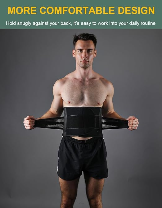 Back Brace for Lower Back Pain Men Women, Back Support Brace & Elastic Supports Belly Band Stomach Wrap Waist Belt Waist Trainer, Waist Brace Waist Trainer for Men Sciatica Pain Relief (Black, XXL)