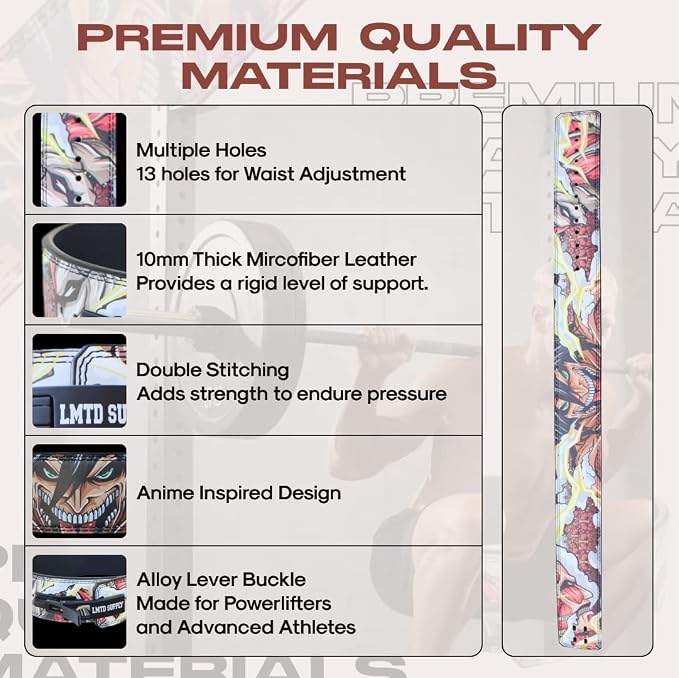 Anime Lever Belt, Weight Lifting Belt, Heavy Duty Powerlifting Weightlifting Gym Belt for Deadlifts Squats Back Support
