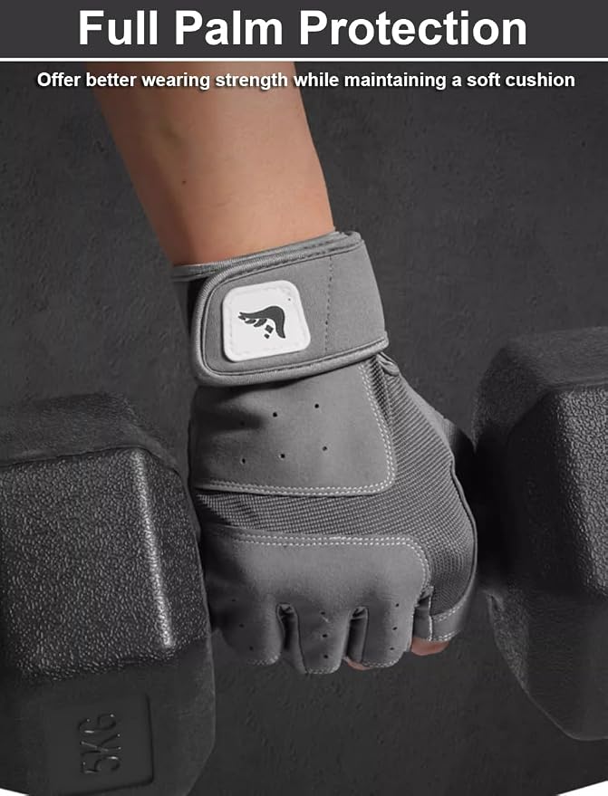SUJAYU Workout Gloves for Men Women, Anti-Slip Fingerless Gloves for Weightlifting, Mens Workout Gloves Weight Lifting Gloves Gym Gloves for Men, Exercise Gloves Gym Accessories for Men
