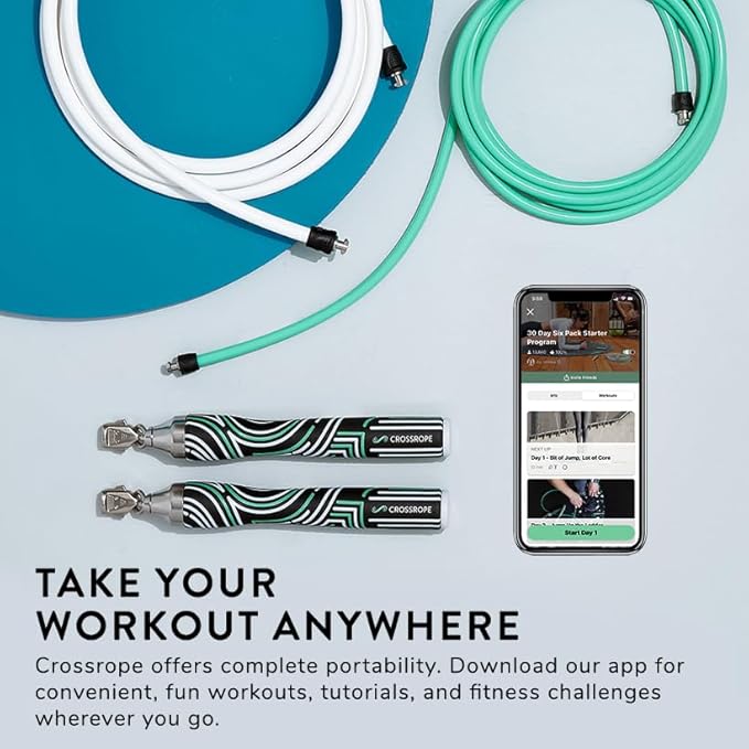 Crossrope Get Lean Weighted Jump Rope Set for Weight Loss | Includes Slim Handles with 1/4 and 1/2 lb weighted ropes for efficient cardio, endurance training, and full-body workouts.