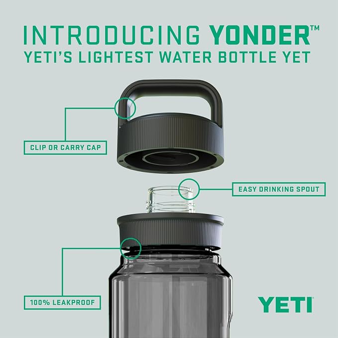 YETI Yonder Water Bottle with Yonder Chug Cap, Lightweight, Leakproof and BPA-Free