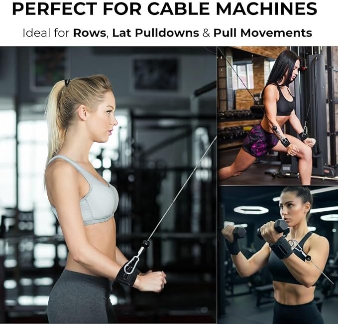 Weight Lifting Straps with D Ring - Gym Straps with D Ring | Cuffed D Rings, Padded Wrist Support, Fits All Cable Machines, Unisex, Anti Slip, Heavy Duty Weight Lifting Straps