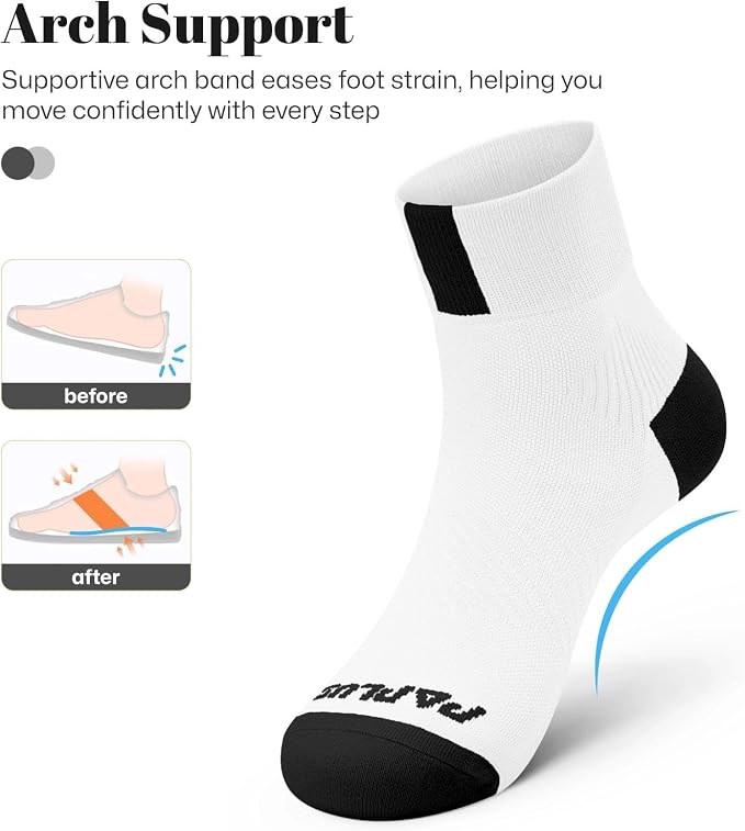 Ankle Compression Socks for Women 6 Pairs, Running Socks with Arch Support | Moisture Wicking Cushioned Plantar Fasciitis Socks for Walking, Jogging, Climbing, Tennis, Golf, Fitness and Everyday Use
