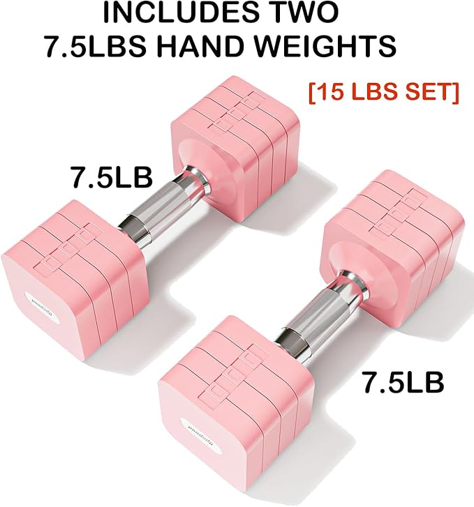 Adjustable Dumbbell Set for Women Men 7.5LB/10LB/15LB/20LB/25LB Each | Dumbbells Set of 2, Free Weight Set at Home Gym, Hand Weights with Locking/Metal Handle for Exercise Muscle Toning Rehab