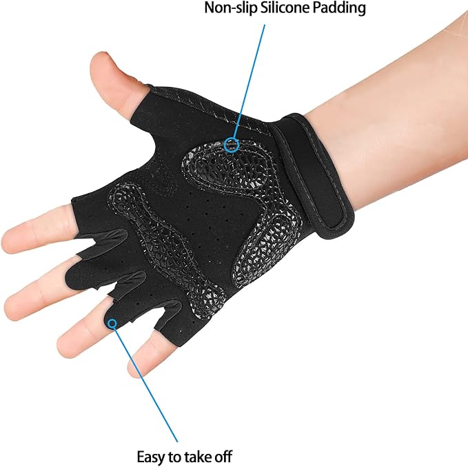 Luwint Kids Workout Gloves, Ventilated Grip Exercise Gloves for Boys and Girls Weightlifting Hanging Gym, Children 3-12 Years