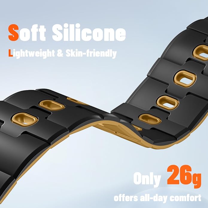 Bandletic Magnetic Silicone Watchband Compatible with All Apple Watch | Strong Magnet Sport Strap for iWatch Ultra 49mm Series 11-1 SE 46mm 45mm 44mm 42mm 41mm 40mm 38mm, Ideal for Men Women