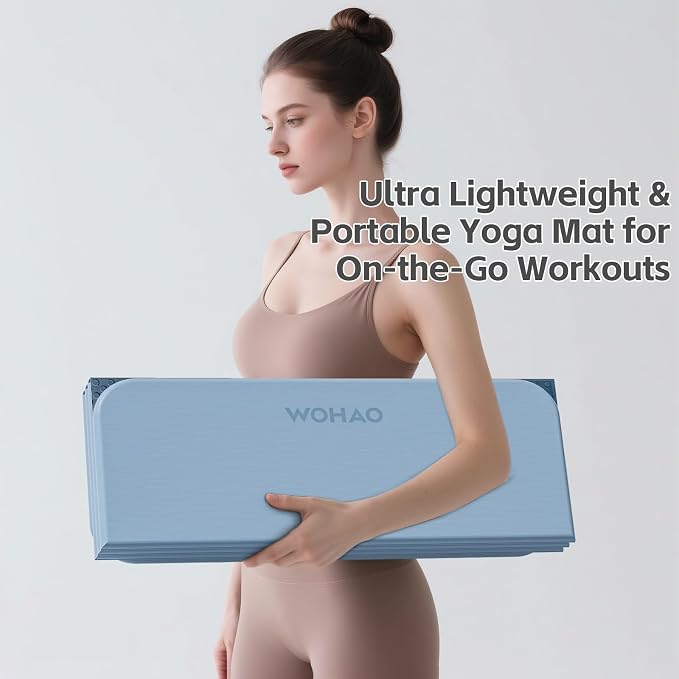 7-Fold Yoga Mat 70"x24" - 1/2 Inch Thick | Folding Exercise Mat, Compact Non-Slip TPE Mat, For Travel, Storage, Yoga & Home Gym, Lightweight & Portable
